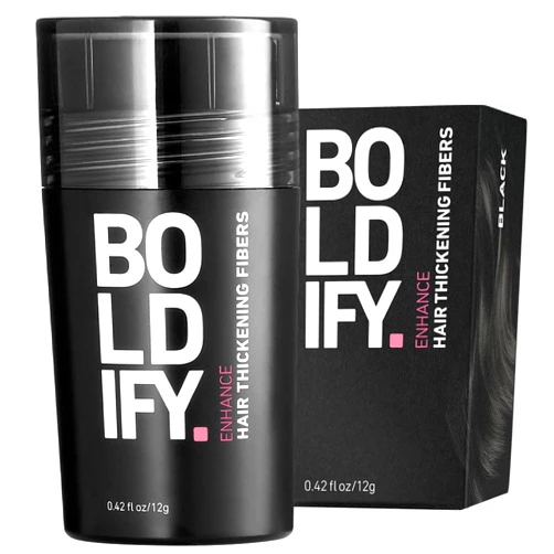 BOLDIFY Hair Fibers (12g) Fill In Fine and Thinning Hair for an Instantly Thicker & Fuller Look - Best Value & Superior Formula -14 Shades for Women & Men - BLACK