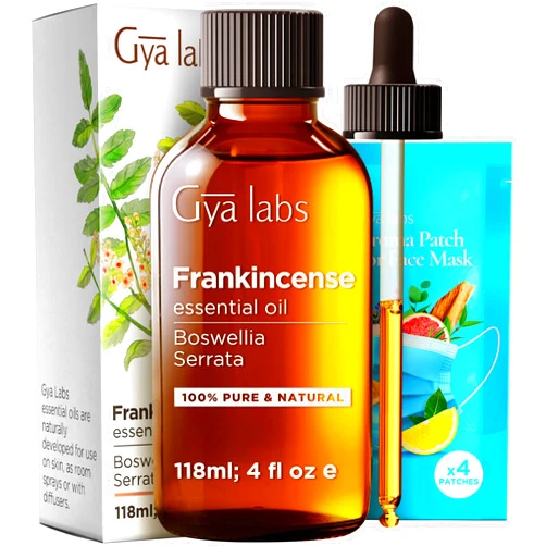 Gya Labs Frankincense Essential Oil - Huge 4 Fl Oz - 100% Pure Natural Frankincense Oil for Skin, Face, Body, Massages & Candle Making Scent - Premium Grade for Wellness & Comfort - Woody & Calming
