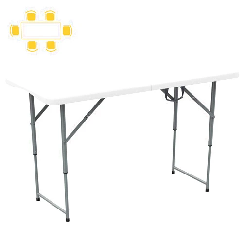 SKOK 330lbs Folding Picnic Table 4/6/8 Foot Adjustable Height, 4/6/8FT Plastic Picnic Table Portable with Handle, Utility Commercial Craft Sewing Card Table with Heavy Duty Frame for Party & Events