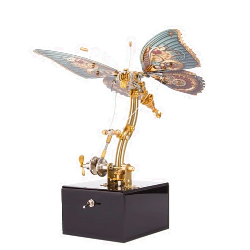 FunXylophy 3D Metal Puzzle Mechanical Dynamics Butterfly Model Kits with Music Box, 3D Metal Assembled Animal Puzzles for Adults to Build (Kit Version/300PCS)