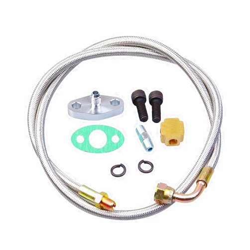 VKVXCLON Turbo Oil Feed Line Kit Compatible with T3 T4 T60 T61 T70 1/8 PNT 90 Degree 41'' Universal Turbocharger 4AN Oil Feed Line