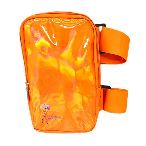 EVERYTHING CROPOVER Holographic Thigh Bag | Carnival Leg Harness for Women | Outdoor Waist Pouch | J'ouvert Travel Leg Pack with Adjustable Colored Straps | Orange