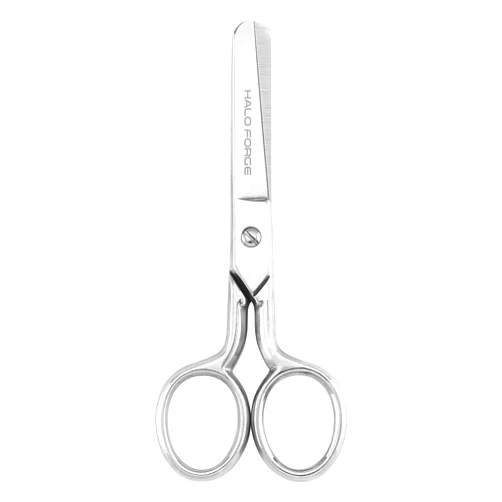 HALO FORGE Round Tip Sewing Scissors: Small Safety Sharp Tiny Fabric Scissors, 4.75 Inches Silver Stainless Steel Shears for Cutting Yarn Thread Embroidery knitting Needlework Cross Stitching