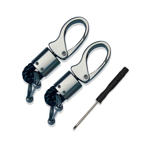 Jokormo 2 PCS Car Keychain, Alloy + Leather Cord Waist-mounted Remote Control Key Storage Pendant, for Most Models (Black)