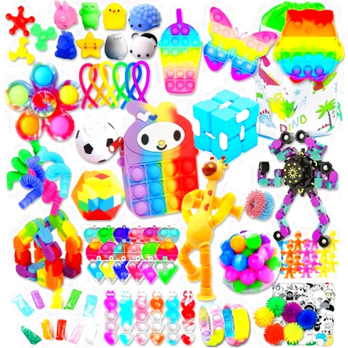 GONGYIHONG (120 Pack) GONGYIHONG Sensory Fidget Toys Pack, Party Favors Gifts for Kids, Classroom Prizes Treasure Box Figit Toys Set for Boys Girls Adults