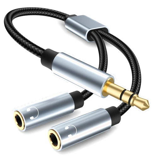 Cuteluding Headphone Splitter, 3.5mm Audio Stereo Y Splitter (Hi-Fi Sound), Male to Dual Female Aux Splitter Compatible with PS4, PS5, Switch, PC Gaming Headset, Tablet, Laptop and More