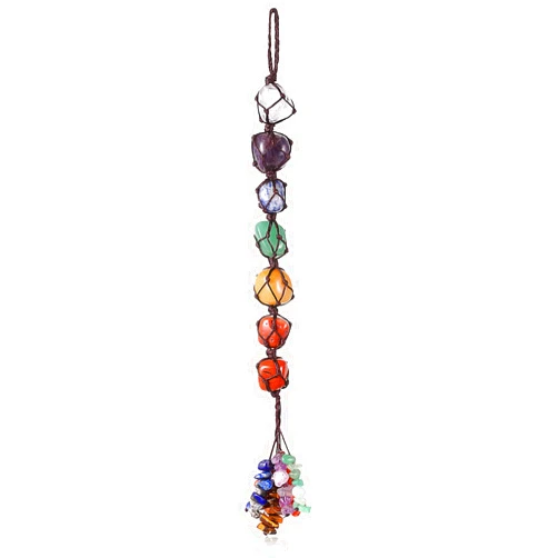 Syhood 7 Chakra Gemstones Crystal Healing Hanging Ornament, Good Luck Indoor Home Wall Decoration, Feng Shui Ornament, Car Window Decoration, Christmas Trees Ornament (1 Piece)