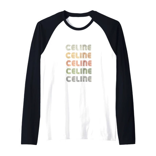 Love Heart Celine Nametag Love Heart Celine Tee Grunge/Vintage Style Black Celine Raglan Baseball Tee