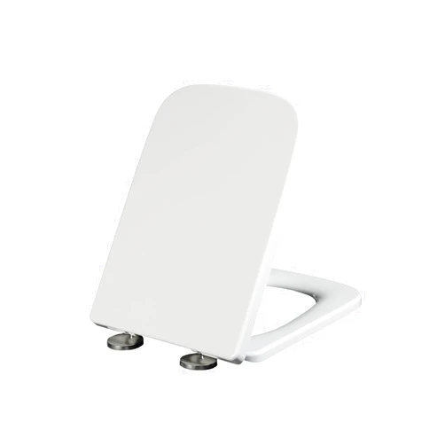 KAREFRI Rounded Square Urea Formaldehyde Toilet Seat, Silent, Slow Drop, Square Toilet Seat for Quick Installation, White Toilet Seat with Ceramic Texture, Easy to Clean Household Toilet Seat Cover/a