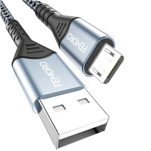 FEMORO Micro USB Cable 10ft, USB A to Micro USB 2.0 Charger Cables Long USB Micro Data Transfer Android Cord Type A Braided 12W Compatible for Kindle MicroUSB SmartPhone Tablet Bluetooth Speaker MP3