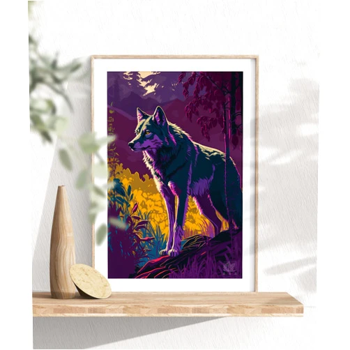 Custom Generic Lone Wolf Wall Decor, Howling Wolf Art, Wolf Home Decor, Wolf-Themed Wall Art, Home Decor, Wolf Wall Hanging, Western Decor, Lone Wolf Print Art,9, Off White