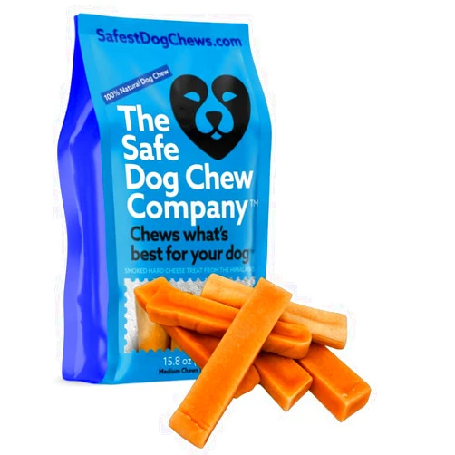 The Safe Dog Chew Company The safest All-Natural Cheese Chews - Medium (Pack of 6) - NO Chunks, NO preservatives, NO Bad Smell, Great Teeth Cleaner, Super Long-Lasting, for Medium Dogs
