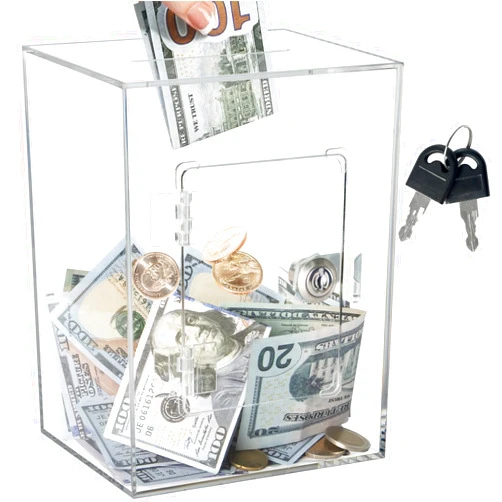 Imeepa Clear Piggy Bank with Lock and Key, Large Acrylic Piggy Banks for Kids Adults, Clear Openable Money Saving Box for Cash Coins, Reusable Saving Box for Real Money (Clear)