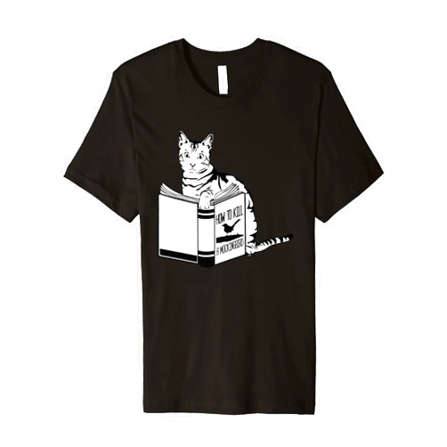 InGENIUS Reading Cat Gifts Cat Vs Bird Cat Lover Lierature Love Cats Books Premium T-Shirt
