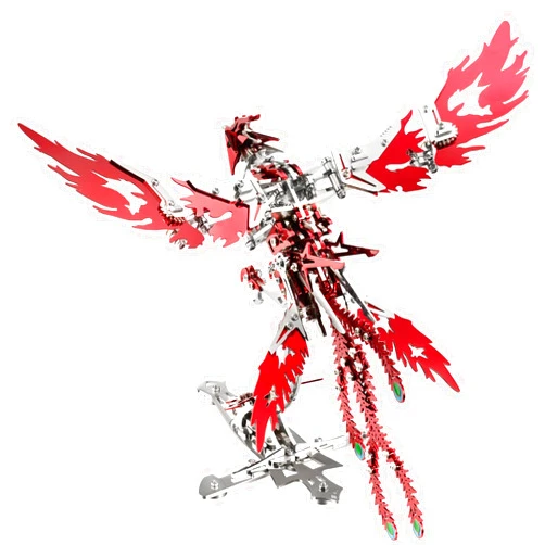Microworld 3D Metal Puzzle for Adults, Phoenix 3D Metal Model Kits, Mechanical Challenge 3D Puzzle, DIY Animal Difficult 3D Puzzles Home Decor Art Craft Gifts -Red