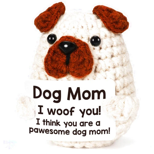 Lodeskee Dog Mom Gifts for Women Doggy Mommy from Dog | Handmade Crochet Animals Puppy Tiny Doggie Figurine, I Love You Presents for Dogs Lovers Pet Owner Fur Mama Birthday Thanksgiving Christmas