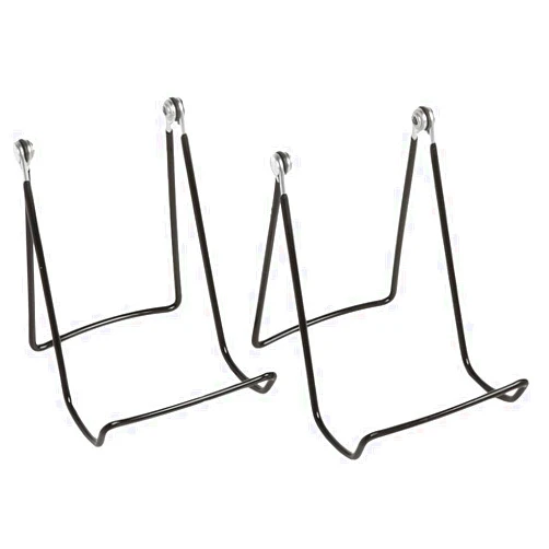 GIBSON HOLDERS Two Wire Display Stand for Plates, Kitchenware, Books, Artwork; Set of 2 6A - Black