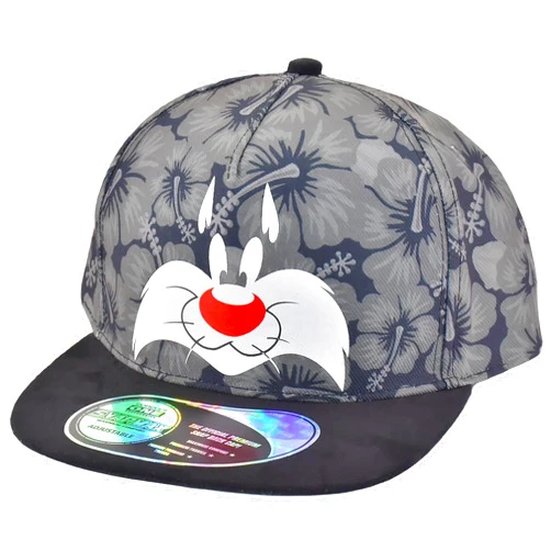 Concept One Looney Tunes Baseball Cap, Sylvester The Cat Adult Adjustable Polyester Snapback Hat with Flat Brim for Men and Women, Black, One Size
