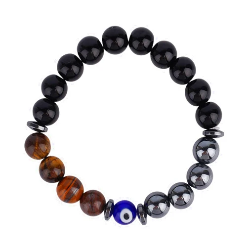 Mikovivi Evil Eye Bracelet, Triple Lucky Protection Beaded Evil Eye Bracelet Negative Energy Blocker Bring Good Luck Jewelry for Men