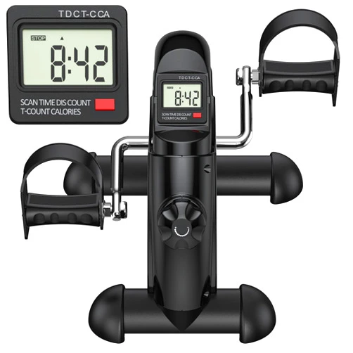FEIERDUN Mini Exercise Bike, Under Desk Bike Pedal Exerciser for Arm/Leg Exercise, Adjustable Resistance with LCD Screen Display for Home/Office Workout