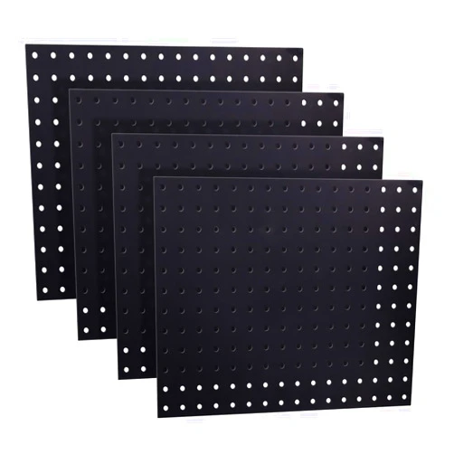 Psasrm 4 Pcs Metal Pegboard, (One Block*12 inch) Metal Pegboard Panels,Pegboard Wall Organizer Compatible with Walls Home/Garage Tool Storage/Office Organization/Craft Room/Kitchen（Black）
