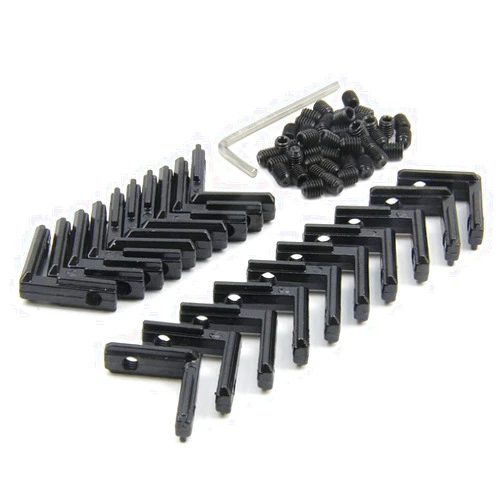 Befenybay 20PCS Black T Slot L-Shape 90 Degree Interior Inside Corner Connector Joint Bracket with Screws for 6mm T Slot Aluminum Extrusion Profile 2020 Series Slot