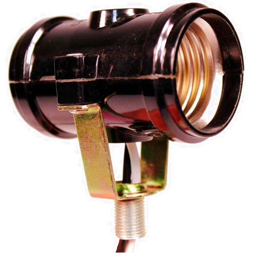 Projectpak Double Bulb Socket, 2-Light Twin Cluster Socket, Incandescent Lampholder, Medium Base E26 Phenolic Double Light Socket, with 1/8 IP Bracket, Wire Leads