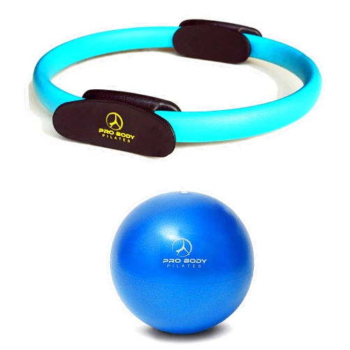 ProBody Pilates Ring and Mini Exercise Ball (2 pcs) - Magic Circle and Barre Ball Bundle for Stability, Barre, Yoga, Core Training and Physical Therapy