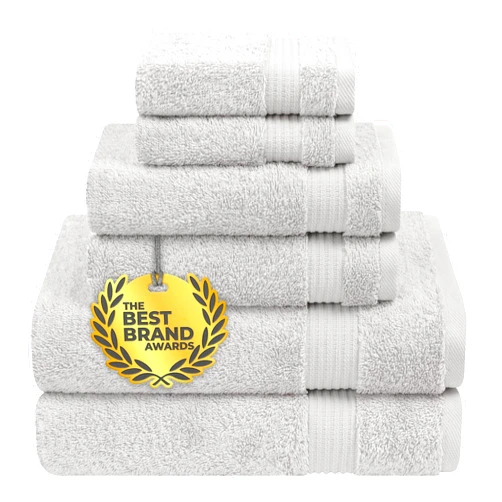 Cotton Paradise 6 Piece Towel Set 100% Cotton Soft Absorbent Turkish Towels for Bathroom 2 Bath Towels 2 Hand Towels 2 Washcloth Silver Gray Towel Set