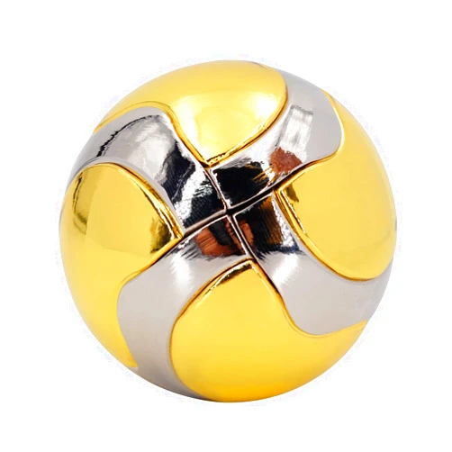 Wikbok 3D Metal Puzzle Cube Mestery Puzzle Box Brain Teaser Puzzle Mind Entertaining and Educational Tools Round Silver Gold