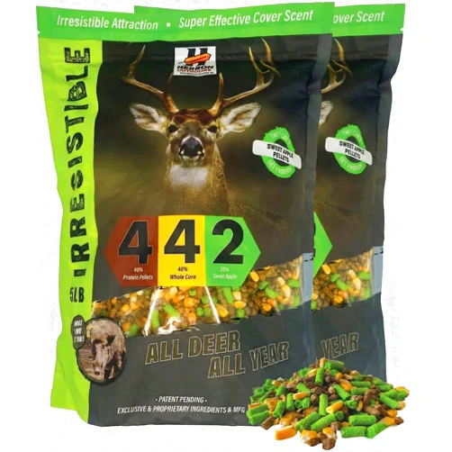 H HERRON OUTDOORS THE BETTER CHOICE Herron Outdoors 4-4-2 Sweet Apple Protein Deer Feed, Deer Attractant with Whole Corn and Sweet Apple Protein Pellet, Nutritional Feed Enhancer for All Hunters All Seasons - (10lb)