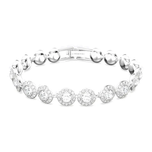 Swarovski Una Angelic Tennis Bracelet, Clear circle-cut Swarovski Crystals with Matching Crystal Pavé on a Rhodium Tone Finish Setting, Part of the Swarovski Una Angelic Collection