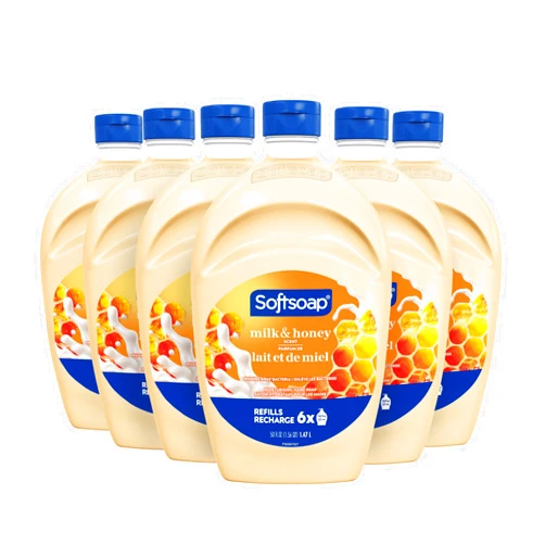 Softsoap Hand Soap Refill, Milk and Honey, Bathroom Hand Soap in Bulk, Premium Scented Liquid Hand Soap, 300 Fluid Ounces Total (50oz bottle, Case of 6 Bottles)