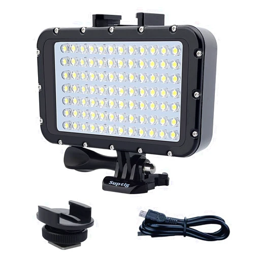 Suptig Underwater Lights Dive Light 84 LED High Power Dimmable Waterproof LED Video Light Waterproof 164ft(50m) for Gopro Canon Nikon Pentax Panasonic Sony Samsung SLR Cameras Black