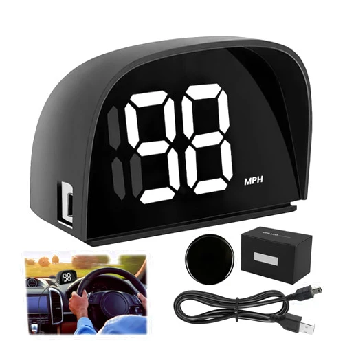 Yenblow White GPS Digital Speedometer for Car MPH Universal HUD Speed Meter with LED Large Font Head Up Display Car Accessories with USB Cable Plug Play for Truck SUV Golf Cart Vehicles (Y06 Speedometer)