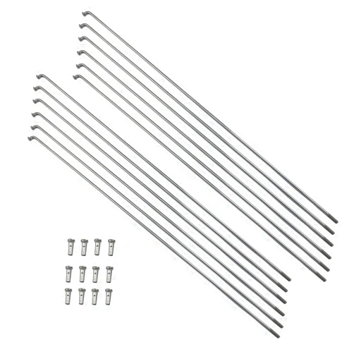 Meuey Lyot 260mm/10.2 Inch Stainless Steel Spokes Mountain Bike/Road Bike Steel 14G Spokes Silver with 14mm Spoke Caps -12PCS