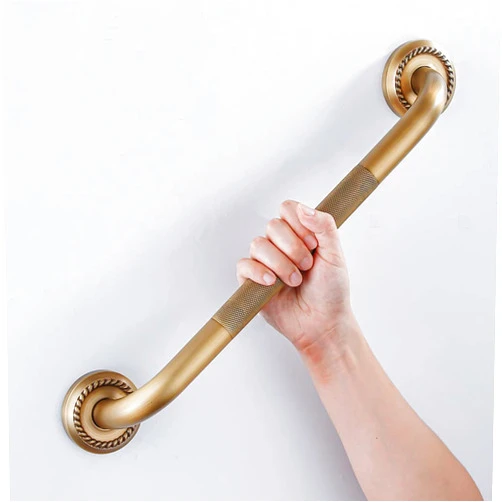 IMPEU Heavey Duty Grab Bar, 18-Inch Sturdy Hand Rail, Stylish Bathroom Armrest, Antique Brass Finish, Good for Senior, Kids, Elderly