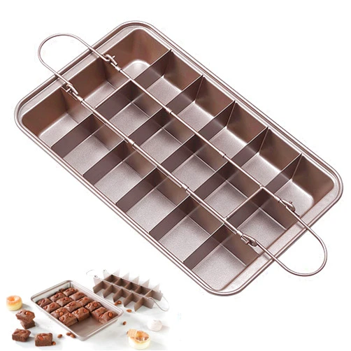 Kundalini Brownie Pan with Dividers Non-stick Rectangular Baking Pan with Built-in Slicer,it Can Make Brownie Bite,Cake,Fudges and Chocolate 12.4
