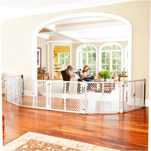 Toddleroo by North States - Superyard Duo Extra Wide Baby Gate & Play Yard: 6 Panel Baby Playpen - Included Wall Mount Kit - Made in USA - 38.5 to 201 Inches Wide - 26 Inches Tall - Light Gray
