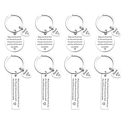 Aoxstno 4/6/8 Pcs Thank You Gifts Appreciation Keychain Gifts for Coworker Nurse Teacher Volunteer Social Worker