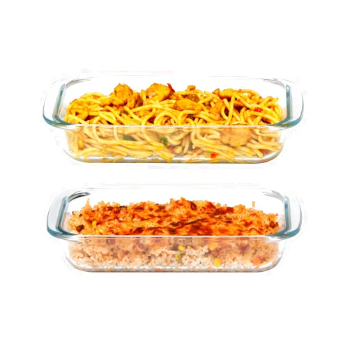 NUTRIUPS Mini-1 Quart Glass Baking Dish for Oven, 2 Pcs Single Serving Glass Pan for Cooking Oblong Casserole Dish Rectangular Baking Pan Glass Bakeware