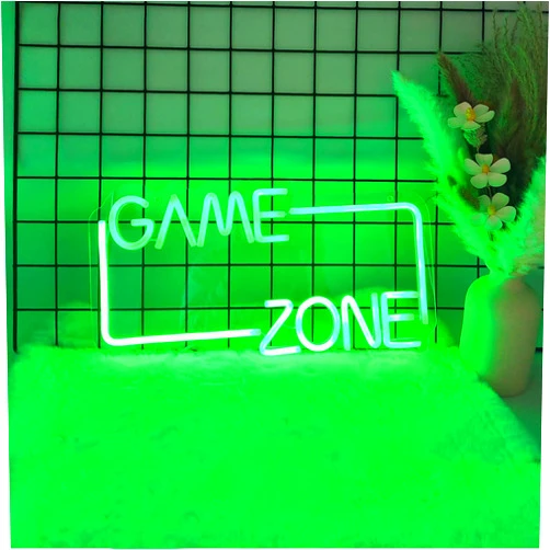 Adnkwolivt Game Zone Gaming Neon Sign - Boys Gaming Room Decor Light Signs, LED Bright Green Gamer Neon Sign for Teen Boys Bedroom, Party, Gifts for Gamer Boyfirend, Dimmable Switch USB Powered