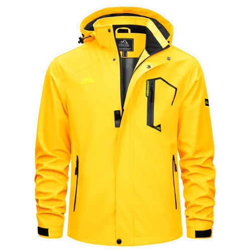 TACVASEN Men's Rain Jacket Lightweight Windbreaker with Hooded Water Resistant Outdoor Raincoat for Hiking Travel Camping