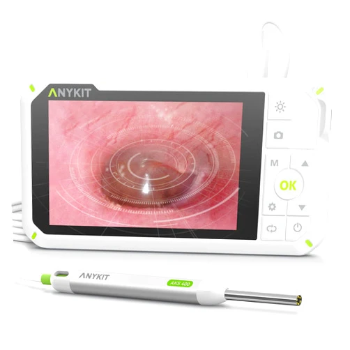 Anykit Digital Otoscope with Gyroscope, 4-inch IPS Screen, HD Ear Camera, 3.9mm Waterproof Ear Scope with 6 Lights, Earwax Removal Tool, 32GB Card, Supports Photo and Video Recording