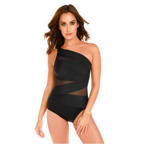 Miraclesuit Women's Slimming Swimwear JENA One Shoulder Tummy Control One Piece Swimsuit Bathing Suit