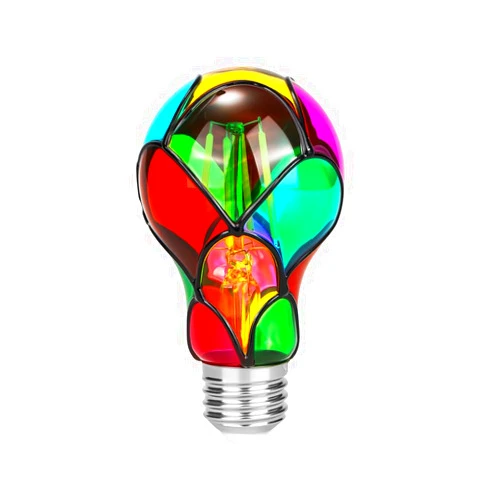 Jedluxrra A19/A60 Stained Glass LED Light Bulb 4 Watts Equivalent to 35 Watt E26 Base Hand-Painted Colored Colorful Multicolor Lightbulb for Christmas Xmas Home Party Decoration,Dimmable-1Pack