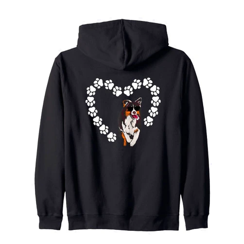 Australian Shepherd Aussie Dog Apparel Aussie Heart Funny Australian Shepherd Zip Hoodie