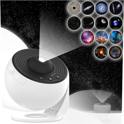 Cloudot 13 in 1 Starry Sky Light Projector Dynamic Rotation Timing Starry Night Light Helps Sleep Suitable Children Parents Use for Bedroom Ceiling Home Living Room (White)