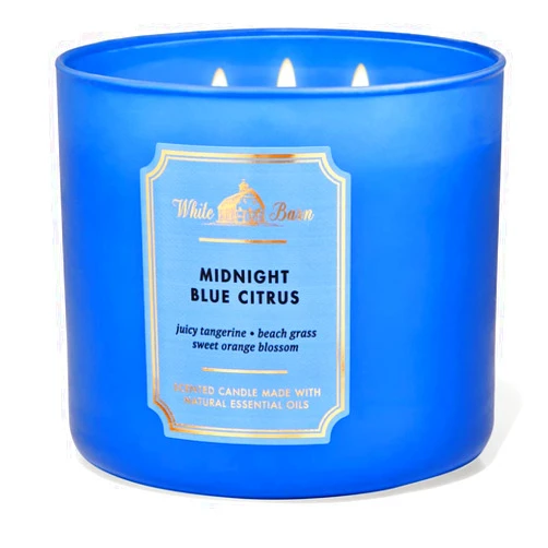 Bath & Body Works, White Barn 3-Wick Candle w/Essential Oils - 14.5 oz - New Core Scents! (Midnight Blue Citrus)