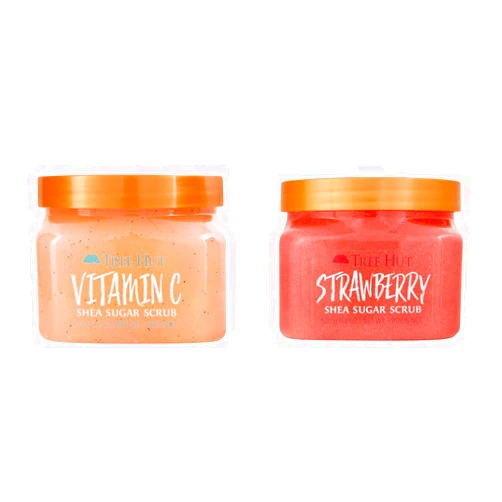 Tree Hut Vitamin C and Strawberry Shea Sugar Body Scrubs, Both 18 oz, Ultra Hydrating and Exfoliating